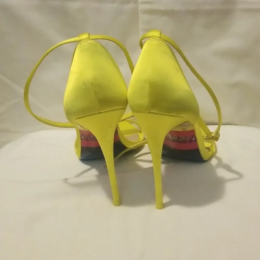Aldo Neon Yellow Strappy Stiletto Heels